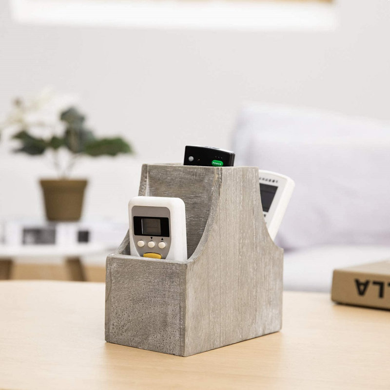 Haitral Remote Control Holder, Coffee Table Decor Wooden